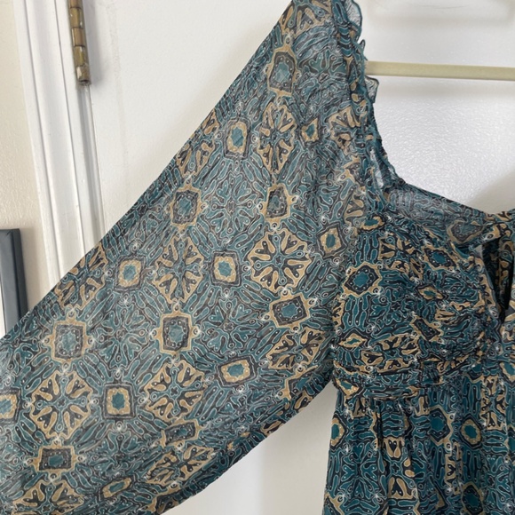 Anthropologie Blue and Brown Patterned Mini Dress - Picture 8 of 16